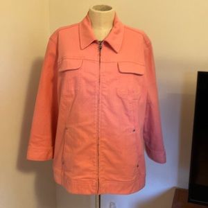 Chico’s Peach Jean Jacket Size 3 Lots of Pockets